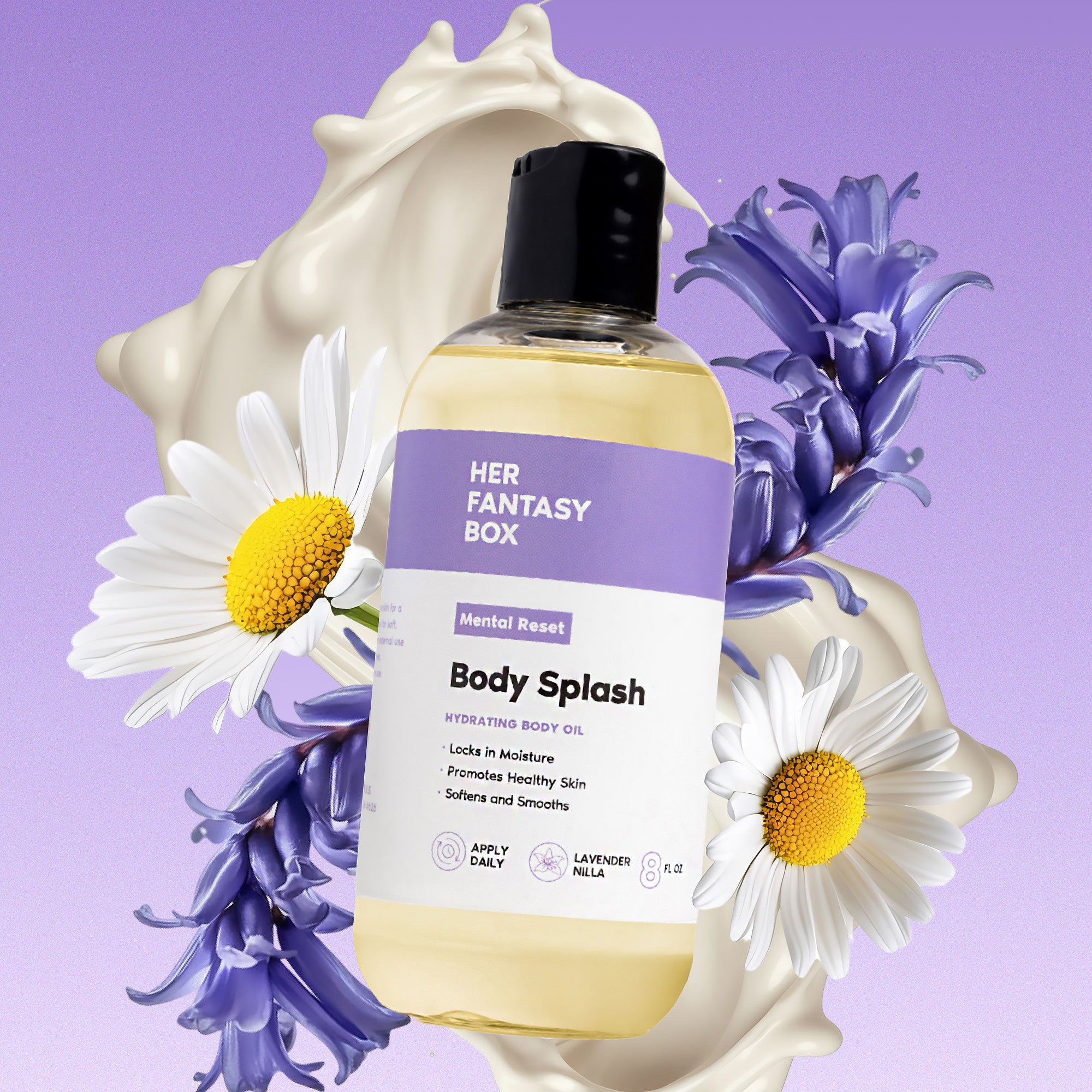 Body Splash - Skin Smoothing Body Oil (Mental Reset – Lavender & Vanilla CALMING SPA SCENT) - Image 7