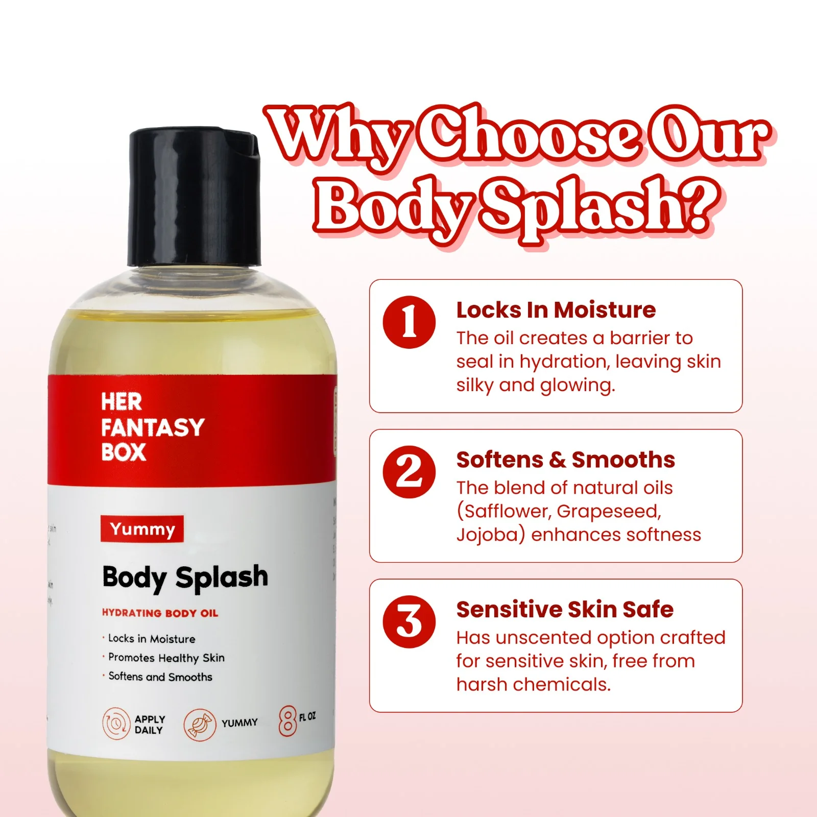 Body Splash - Skin Smoothing Body Oil (Yummy) - Image 8