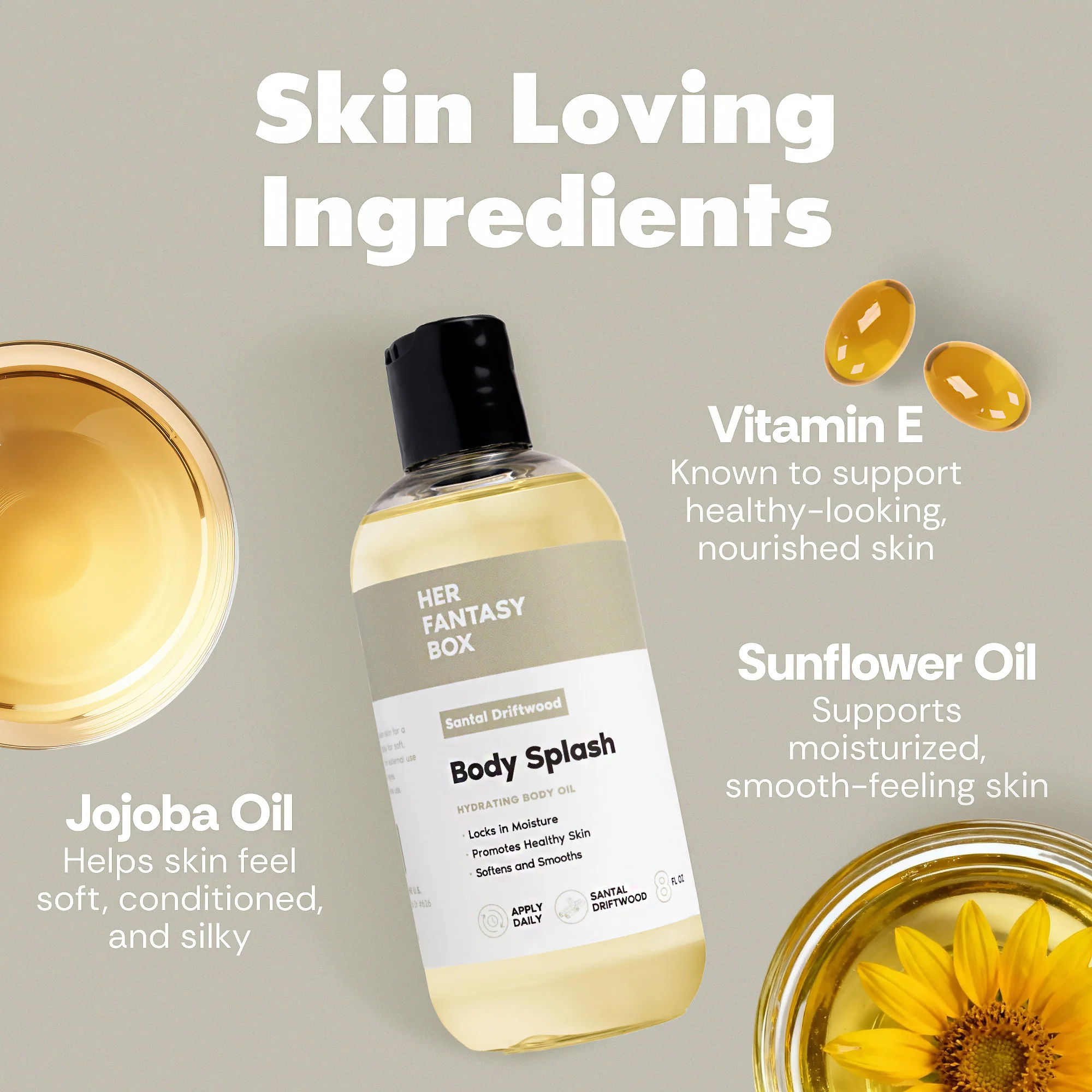 Body Splash - Skin Smoothing Body Oil (Santal Driftwood) LUXURY SCENT - Image 4