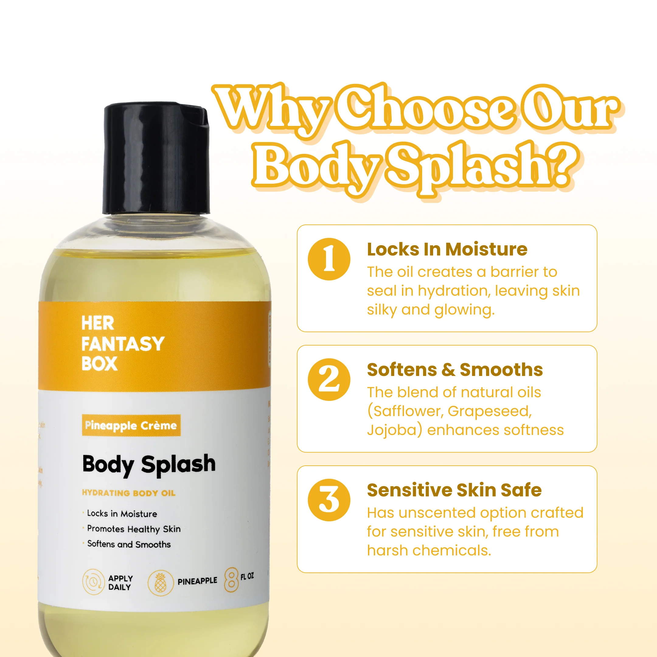 Body Splash - Skin Smoothing Body Oil (Pineapple Creme) - Image 6